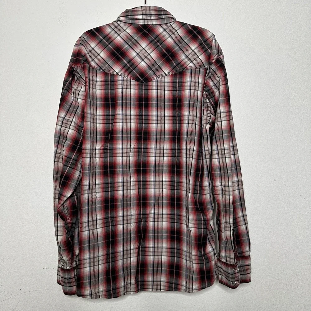 Wrangler 20X‎ Twenty X Western Plaid Pearl Snap Shirt MJ1246M Size Mens XL
